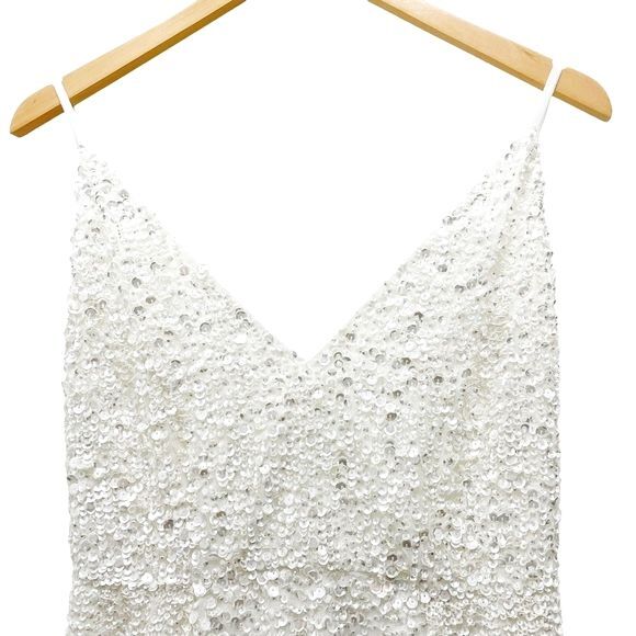 NWT ASOS Ivory Sequined Beaded Josie Backless Cami Maxi Wedding Dress Size 6 NEW - Picture 10 of 16